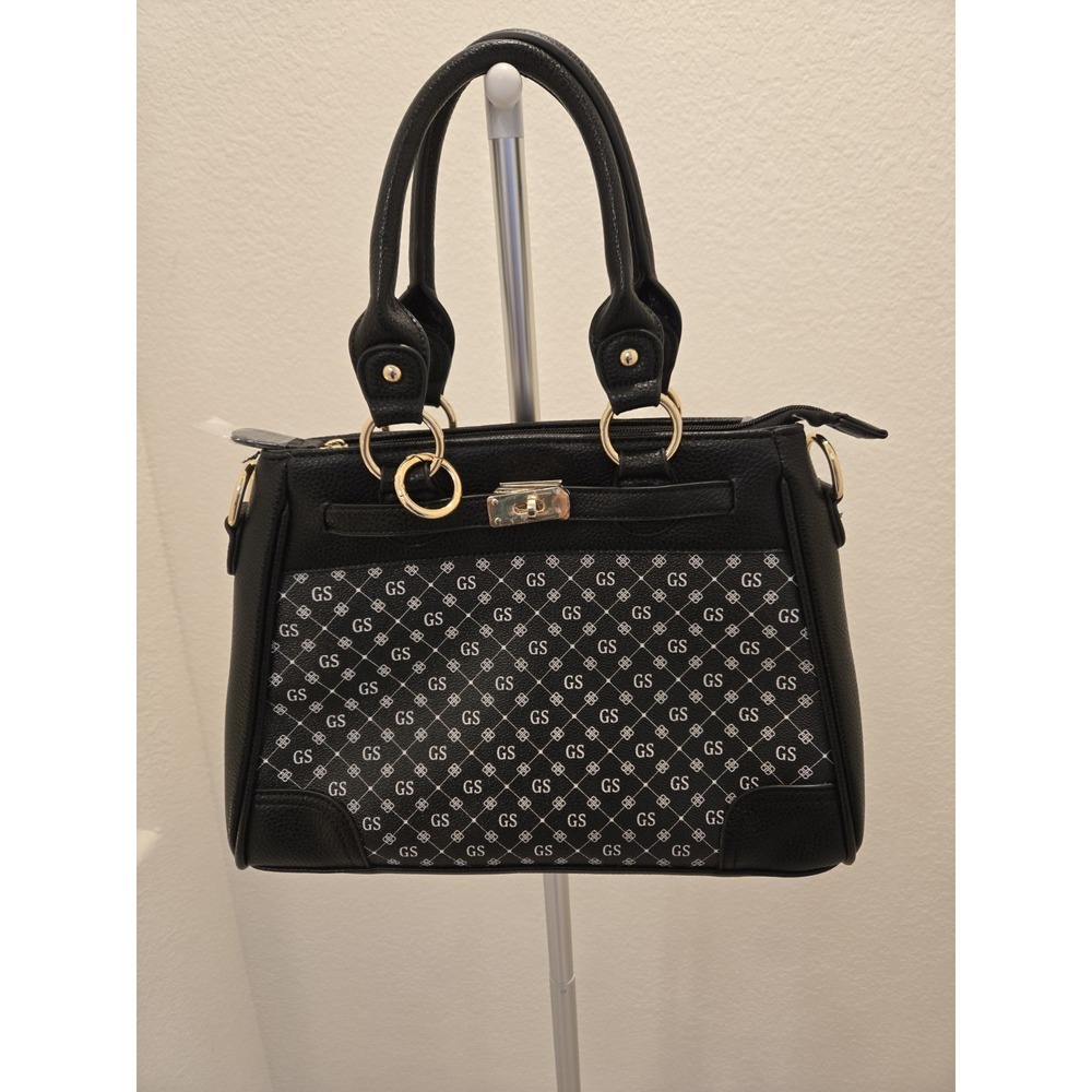 The Danbury Mint GS Monogram Black Handbag NEW Purse Top Handles and Strap